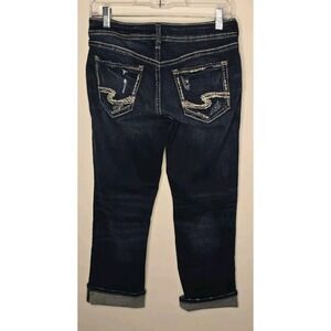 Silver Capri Jeans Womens W28 L22.5‎ Suki Curvy Ripped Cuffed Dark Wash Stretch